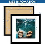 Hongkee 16x16 Frame Set of 4, 16 x 16 Black Wood Style(Mat 12x12) - Image 3