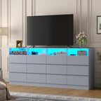 Gyfimoie 12-Compartment Divided Drawer Dresser w/Power Outlet, LED Light - Image 6