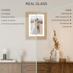 Hongkee 7x10 Picture Frame Set of 4, Made of Real Glass and Natural Oak Frame - Display 5.5 x 8.5 Diploma Frame with Mat or 7x10 Without Mat, 7 by 10 Photo for Wall or Tabletop - Image 4