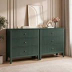 RoyalCraft Large 3 Drawer Dresser Set of 2, Fluted Chest of Drawers with Storage, Modern Painted 30 inch Tall Nightstand for Bedroom Living Room Entryway, Dark Green by Bringyoubetterlife