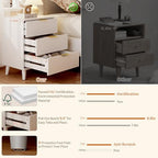 Lulive Wood 3 Drawers Dresser w/Charging Station, Modern Fluted Night Stand - Image 4