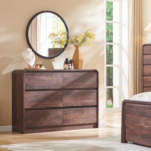 Aitjunz Modern 6 Drawers Dresser for Bedroom, 47" Wide Wood Dressers, Brown - Image 3