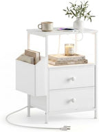 MALOL 2 Drawer Night Stand with Charging Station, White by MALOL