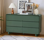 AVZEAR Modern 6 Drawer Green Dresser for Kids Bedroom, 48" Wide Wooden Dresser Chest of Drawers, Handle Free & Curved Profile Design, Mid Century Closet Clothes Storage Organizer for Living Room by AVZEAR