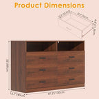 Bigbiglife 6 Drawers Dresser for Bedroom Wooden Drawer with Open Storage Cubby, Double Wide Dresser Organizer for Bedroom, Living Room, Entryway, Hallway (Walnut Brown) - Image 3