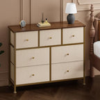 Sweetcrispy 7 Drawer Dresser for Bedroom Storage with Fabric Bins, Khaki - Image 2