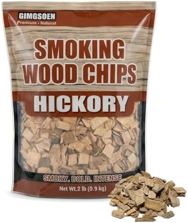 Hickory Smoking Wood Chips 2 lb – Premium Natural Smoker Chips for BBQ Grill & Smoker, Bold Rich Smoke Flavor for Ribs, Bacon & Steak, No Additives by Gimgsoen