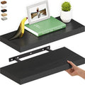 Ballucci Floating Shelf, 2-Pack 24" Black Floating Shelves for Wall, Wood Wall Shelf for Home Décor, Floating Shelves for Bathroom, Living Room, Bedroom, 8" Deep Wall Shelves by Ballucci