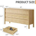 HOUROM Oak Dresser for Bedroom,63" Wide 9 Drawer Mid Century Modern Chest - Image 2