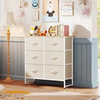 WLIVE Beige Fabric Dresser for Bedroom, 6 Drawer Dressers, Chest of Drawers - Image 2