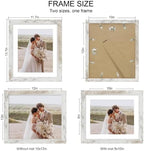 Hongkee 10x12 Picture Frame Set of 4, Made of Real Glass and Distressed White Frame - Display Picture 8x10 with Mat or 10x12 Without Mat, 10 by 12 Photo for Wall Mounting - Image 2