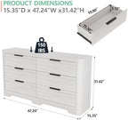 Fluted 6 Drawer Wood Dresser,Farmhouse Chest for Bedroom Entryway,White Oak - Image 2