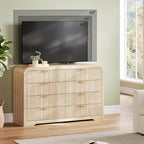 LINSY HOME 8-Drawer Fluted Dresser for Bedroom, Light Oak, Mid Century - Image 6