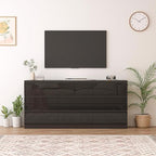 70 INCH 9 Drawers Dresser with Charging Station, Modern Large Dresser with 9 Handle Free Drawers, Wood Storage Chest of Drawers for Bedroom, Living Room, Entryway, Hallway, Black - Image 3