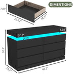 Gyfimoie 6 Drawer Dresser with Power Outlet, Dresser with LED Light - Image 2