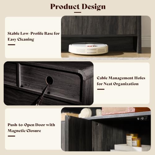 AMERLIFE 70" Modern Curved TV Stand with Storage for TVs Up to 80" - Image 6