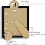 Hongkee 9x11 Picture Frame Set of 4, Made of Real Glass and Black Frame - Display Picture 7x9 with Mat or 9x11 Without Mat, 9 by 11 Photo for Wall or Tabletop - Image 5