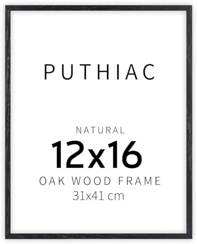 puthiac 12x16 Solid Oak Wood Picture Frame, Black, 1 Pack by PUTHIAC