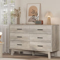 Xixini Dresser for Bedroom, 6 Drawer Wide Modern Chest of Drawers with X-Shaped Sturdy Base, Wood Double Dresser Closet Clothes Storage Organizer, Wooden TV Stand for Living Room, Hallway, Grey by Xixini