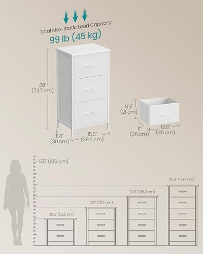 SONGMICS Dresser for Bedroom, Small Dresser with 3 Fabric Drawers - Image 2
