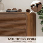 Walnut Fluted 5 Drawer Dresser for Bedroom,47" Tall Modern Chest of Drawer - Image 4