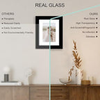 Hongkee 6x8 Picture Frame Set of 4, Made of Real Glass and Black Frame - Display Picture 4x6 with Mat or 6x8 Without Mat, 6 by 8 Photo for Wall or Tabletop - Image 4