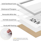 puthiac 12x16 Solid Oak Wood Picture Frames, White, 3 Pack - Image 2