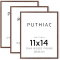 puthiac 11x14 Solid Oak Wood Picture Frames, Walnut, 3 Pack by PUTHIAC