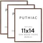 puthiac 11x14 Solid Oak Wood Picture Frames, Walnut, 3 Pack by PUTHIAC