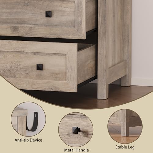 BORNOON 3-Drawer Dresser, Small Wooden Chest of Drawers with Metal Knobs, Water-Resistant Top, Storage Organizer with Anti-Tip Kit for Bedroom, Nursery, Living Room - Image 5