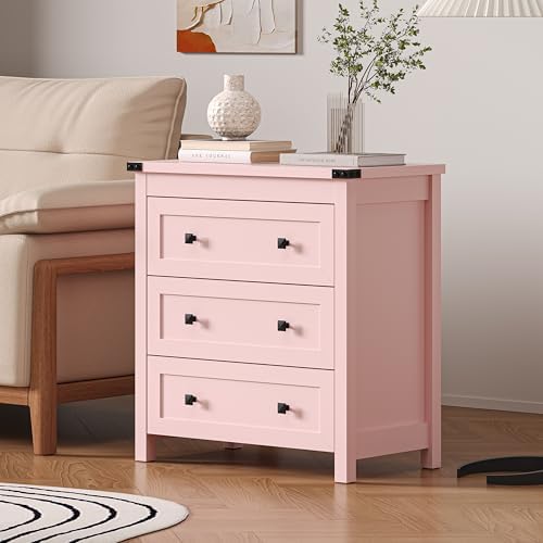 BORNOON 3-Drawer Dresser, Small Wooden Chest of Drawers with Metal Knobs, Water-Resistant Top, Storage Organizer with Anti-Tip Kit for Bedroom, Nursery, Living Room by BORNOON
