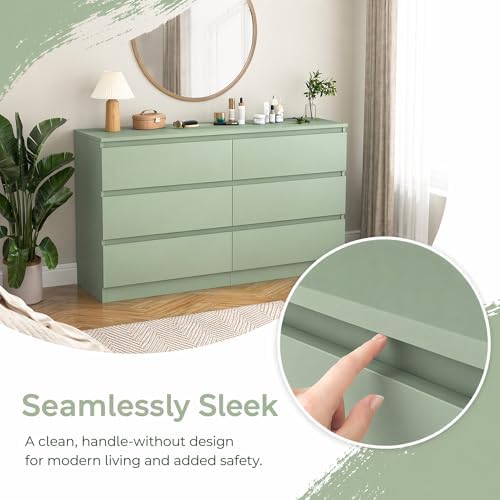 Spaco Dresser for Bedroom,Modern 6 Drawer Dresser with Deep Drawer,Wide Storage Chest of Drawers,Bedroom Storage Organizer Furniture,TV Stand for Living Room - Image 4