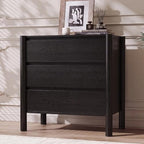 CHUWELL 27.6" Wide Black 3 Drawer Dresser for Bedroom with Solid Wood Legs by CHUWELLStorageCabinet