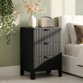 Wodeer 3 Drawer Black Dresser for Bedroom, 20" W Wood Storage Cabinet with Fluted Design, Modern Chest of Drawers for Living Room, Nursery Clothing Organizer with Metal Slides, Anti-Tipping by WODEER