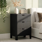 Wodeer 3 Drawer Black Dresser for Bedroom, 20" W Wood Storage Cabinet with Fluted Design, Modern Chest of Drawers for Living Room, Nursery Clothing Organizer with Metal Slides, Anti-Tipping by WODEER
