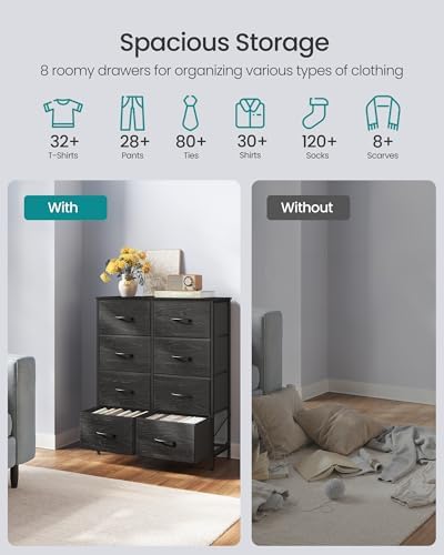 SONGMICS Dresser for Bedroom, Tall Dresser with 8 Fabric Drawers - Image 4