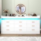 Hlivelood 9 Drawer Dresser with LED Light and Charging Station, Modern Chest of Drawers for Closet, Wide Drawer Organizer Cabinet for Bedroom, Living Room, Entryway, Hallway(9 Drawer White) - Image 3