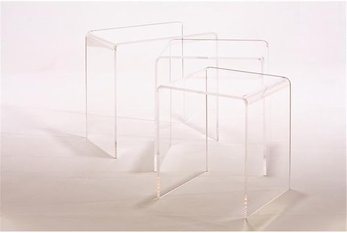 Pemberly Row Clear Acrylic Nesting Tables, Lucite Material, Waterfall Edge - Image 3