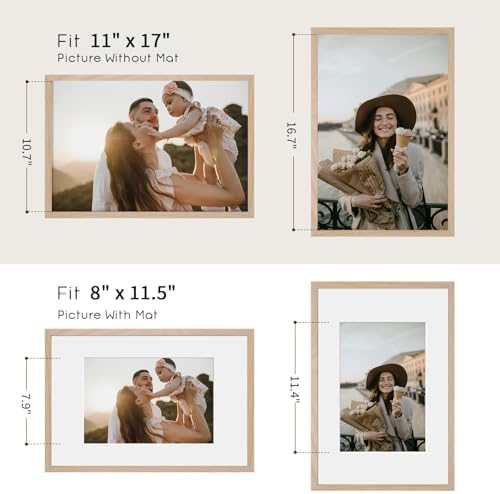 puthiac 11x17 Solid Oak Wood Picture Frames, Natural Oak, 3 Pack - Image 4