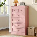 wanan Tall 6 Drawer Dresser for Bedroom, Pink Modern 43.3'' Tall Wood Chest of Drawers, Storage Organizer with Smooth Metal Rails & Anti-Tip Kit for Closet, Hallway, Living Room by Wanan