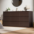 Brown 9 Drawer Dresser for Bedroom,Modern Wood Dressers & Chest of Drawers with No-Handle Design, Long Dressers for Closet Living Room,Nursery,Hallway (59.06 * 32.28 * 14.57 in) by Unknown