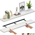 Ballucci Floating Shelves for Wall, 60" Wood Wall Shelf Set of 2, with Invisible Brackets for Bathroom, Living Room, Bedroom, Kitchen, Nursery, 8" Deep, White by Ballucci