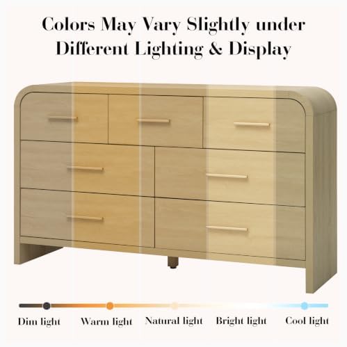 Curved Drawer Dresser for Bedroom with 7 Drawers, 54'' Wide Chest of Drawer - Image 4