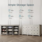 Xixini 59.1" Wide 9-Drawer Farmhouse Dresser for Bedroom, Light Grey - Image 4