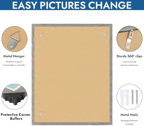 Hongkee 22x28 Frame Set of 4, 22 x 28 Grey Wood Style(Mat 18x24) - Image 5