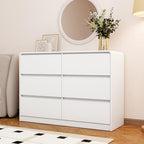 Vibe & Dine White 6 Drawer Dresser for Bedroom, Modern Wooden Dressers & Chests of Drawers with Arc Edge Design, 47" Wide Dresser for Closet, Living Room, Entryway - Image 4