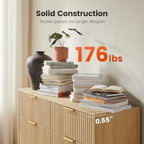 Amada Fluted 6 Drawer Dresser, Modern Wood Chest of Drawers, Natural Oak - Image 4