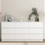 Vibe & Dine 9 Drawer Dresser, 59.1" Long Dresser for Bedroom Free Handle, Modern Wooden Chest of Drawers with Wide Storage for Living Room, White - Image 2