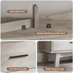 Xixini Dresser for Bedroom, 8 Drawer Wide Modern Chest of Drawers with X-Shaped Sturdy Base, Wood Double Dresser Closet Clothes Storage Organizer, Wooden TV Stand for Living Room, Hallway, Grey - Image 6