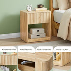 Bifins Fluted Small Nightstand Set of 2, Natural - Image 6